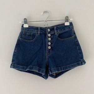 dark washed high wasted mom shorts